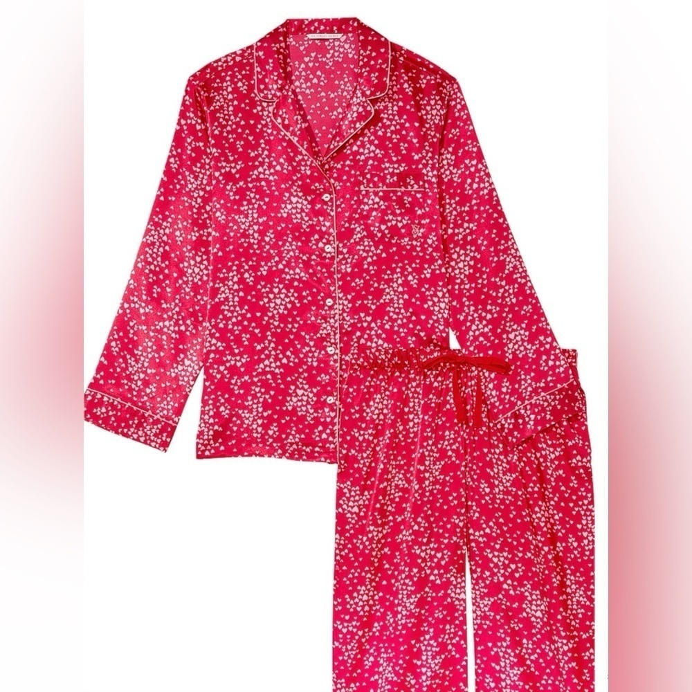 Victoria Secret red with hearts satin pyjamas